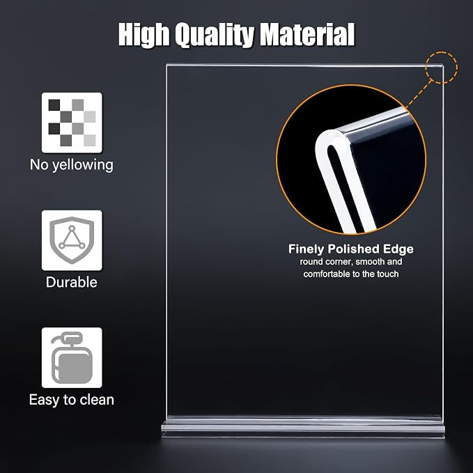 xydstay 6pack Acrylic Sign Holder 5.5 X 8.5, Vertical T Shape Clear Plastic - Image 5
