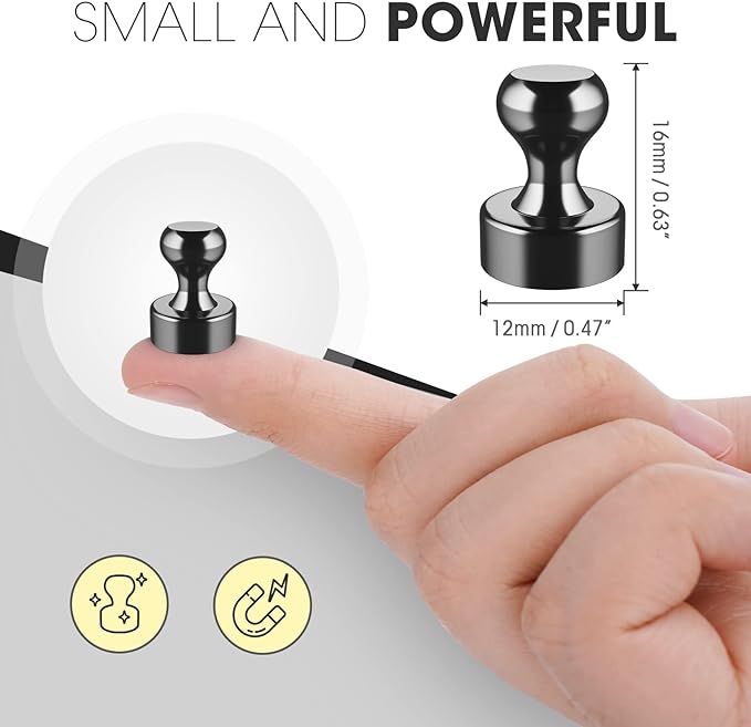 Grtard 48 Pack Black Magnetic Push Pins, Fridge Magnets - Image 2