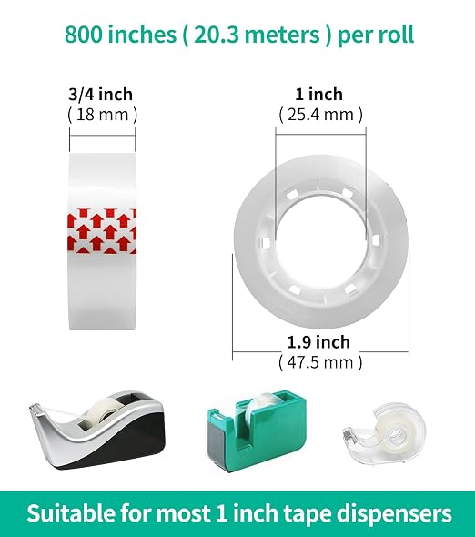 GIBIBU 72 Rolls Transparent Tape Refills, Glossy Gift Wrap Tapes - Image 2