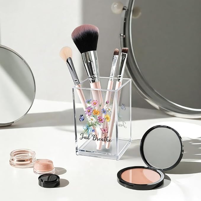 Vgrti Just Breathe Acrylic Cosmetic Pencil Pen Holder Cup, Hope Inspirational - Image 3