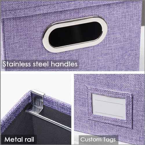 PRANDOM File Organizer Box - Set of 1 Collapsible Decorative Linen