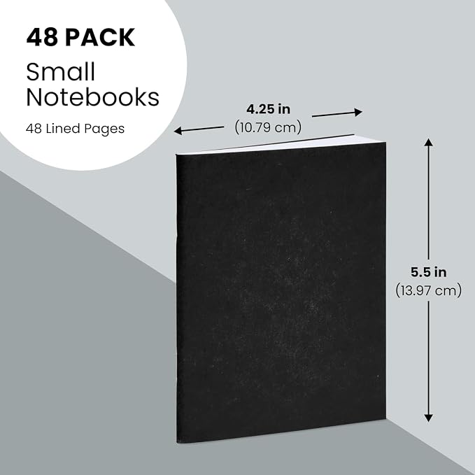 Small Lined Notebooks Bulk – Black Kraft Paper Cover, 48 Pack 4.25 x 5.5 in - Image 3