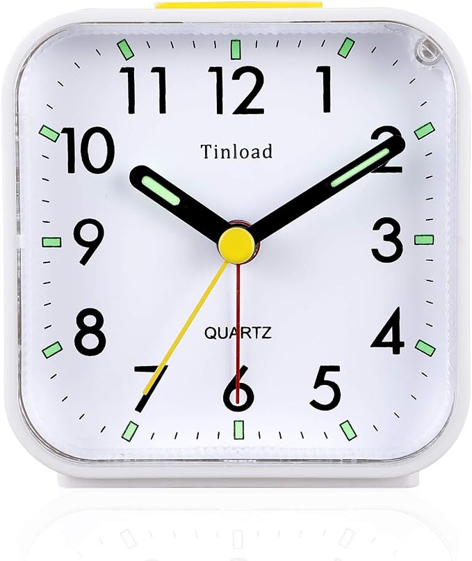 Tinload Small Battery Operated Analog Travel Alarm Clock Silent Non Ticking by Tinload