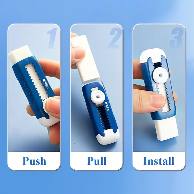 M&G 4 Pack Erasers Sliding Retractable Eraser, Soft White Color Cute Erasers - Image 7