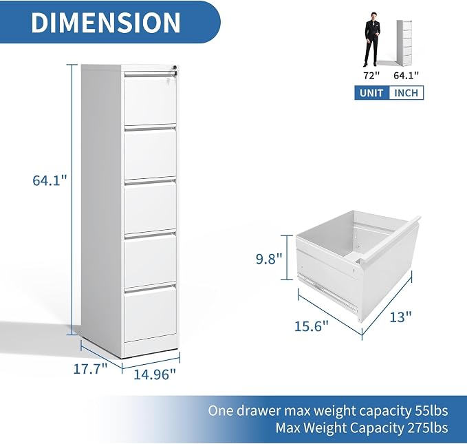 FLIXELIO 5 Drawer File Cabinet - Image 3