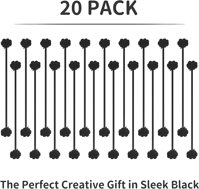 SOOOEC Black Magnetic Cable Ties, 20 Pack 7.2" Magnetic Cord Ties Cute Cloud - Image 6