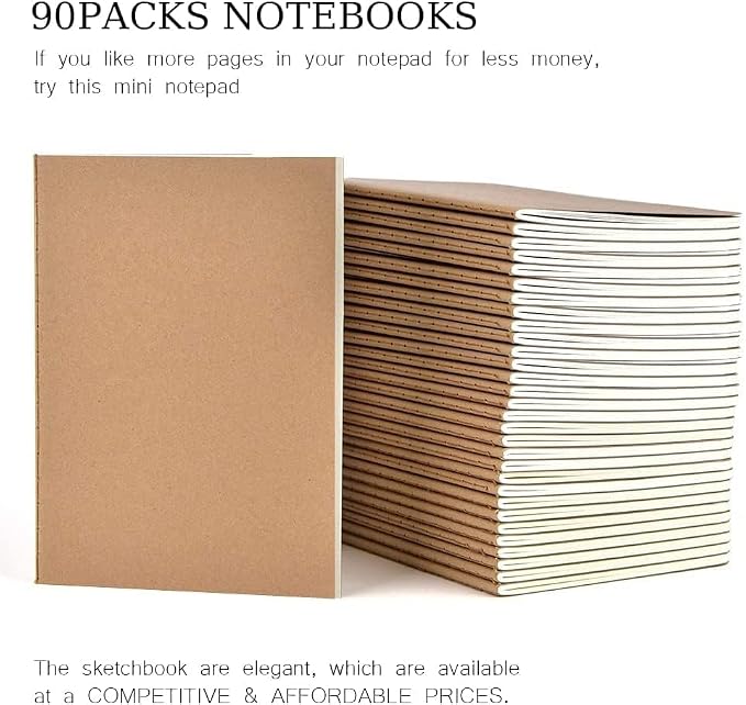 90pack Bulk A5 Journal Notebook, Kraft Cover 80 Pages Lined Paper Journal - Image 5
