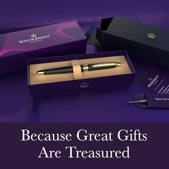 Bond & Regent Gloss Black & 24 Karat Gold | Certified Luxury Grade Rollerball - Image 2