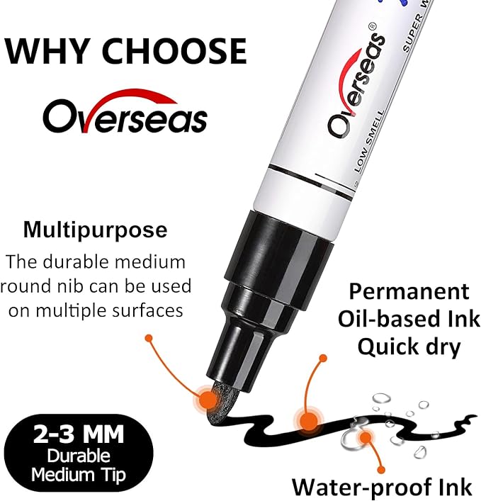 Overseas Metallic Silver Paint Marker Pens - Image 2