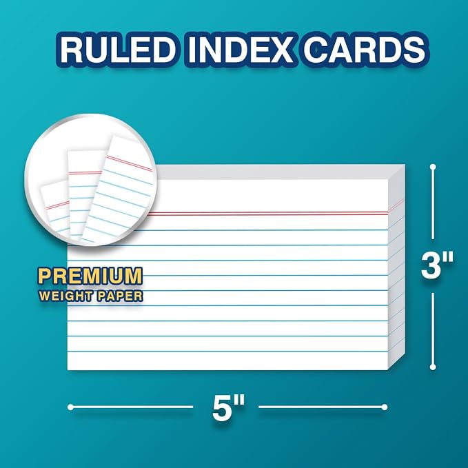 H4D 3x5 Index Card Holder with 100 Heavyweight Ruled Index Cards and 25 Plastic - Image 4