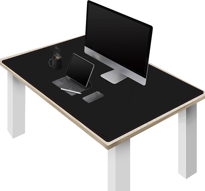ZORESYN Large PU Leather Desk Mat Black 51.2x27.6 Inches, Waterproof Gaming by ZORESYN