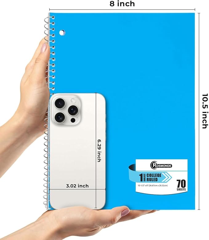 Rosmonde Spiral Notebook, 12 Pack, 1 Subject, College Ruled, 70 Sheets - Image 3