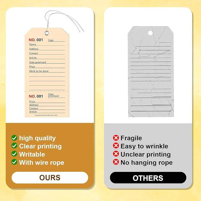 100 Pack Red Repair Tags with Wire Rope Service Repair Tags Numbered with Wire - Image 4