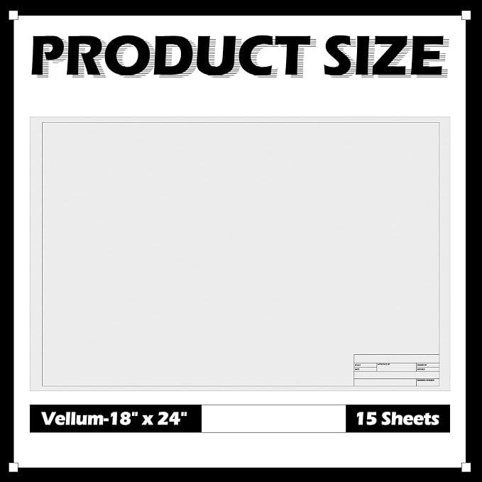 Tatuo 15 Sheets Architectural Vellum Paper 18 x 24 Inch Drafting Vellum Tracing - Image 2