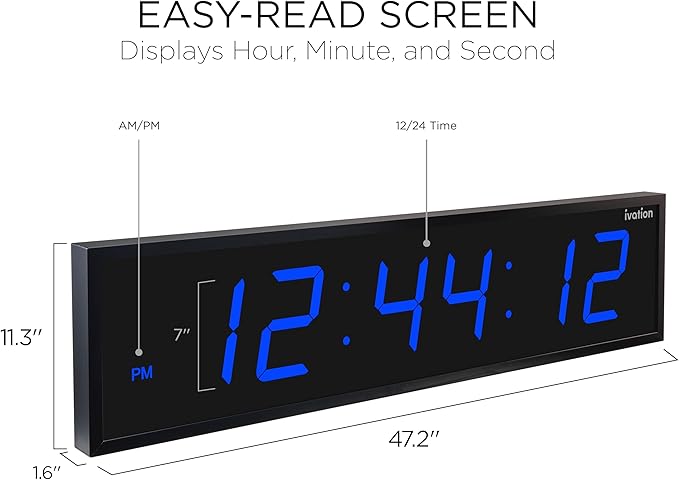 Ivation Huge Oversized 48" Large Digital LED Clock | Big Digital Clock - Image 3