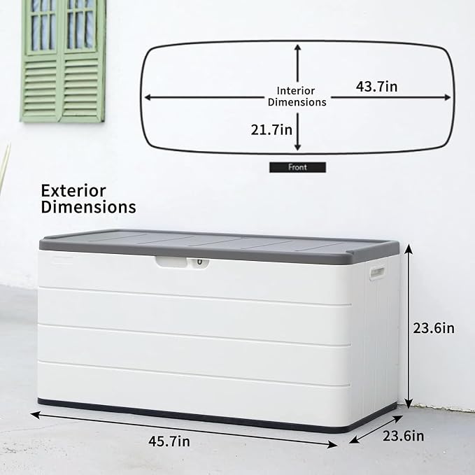 Decksplore 100 Gallon Outdoor Storage Box Waterproof Lockable Resin Deck Box - Image 7