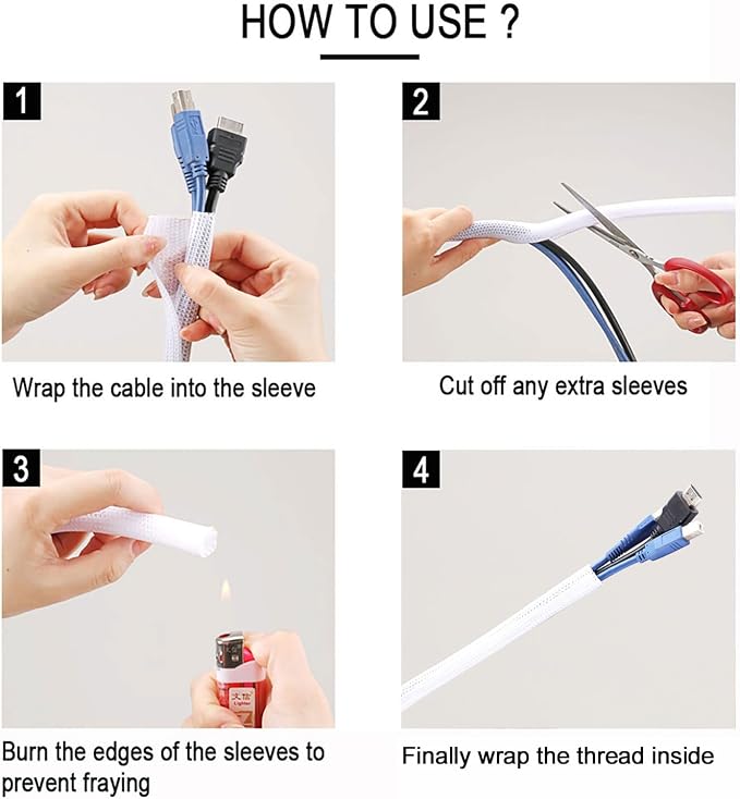 QCSIW 3/8"-50ft Braided Cable Sleeve Protector - Image 5