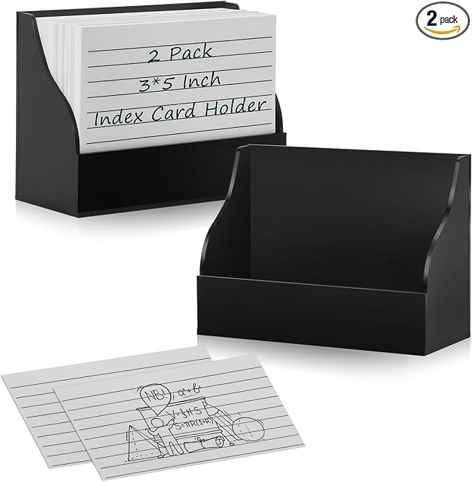 SHIQIKEJIPTY 2 Pack Black Index Card Holder 3 X 5 Note Card Organizer Acrylic by SHIQIKEJIPTY