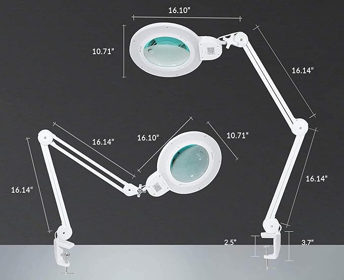 Neatfi XL Bifocal LED Magnifying Lamp, 7-Inch Acrylic Lens, 5D/20D Magnification - Image 8