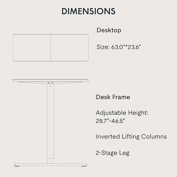 FitStand Adjustable Standing Desk, 63x24 Inches Home Office Desk - Image 4