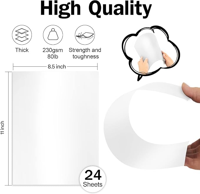 24 Sheets White Shimmer Cardstock 8.5 x 11 Metallic Paper, Goefun 80lb Card - Image 2