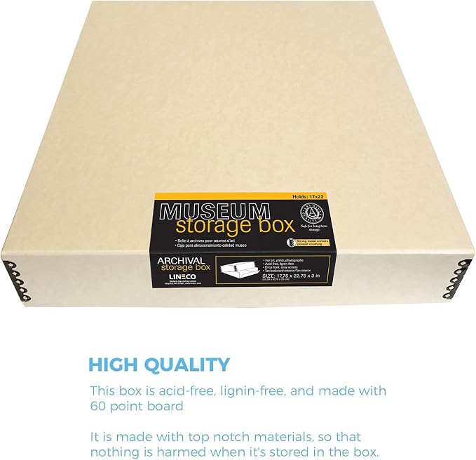 Lineco Museum Archival Storage Box, 17.75x22.75x3 in. Drop Front Design. - Image 7
