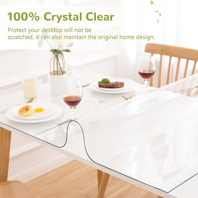Eisdroma 39 x 87 Inch Clear Table Cover Protector, 1.5mm Plastic Table Cover - Image 5