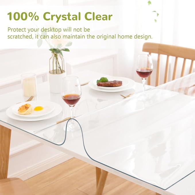Eisdroma 60 x 108 Inch Clear Table Cover Protector, 1.5mm Plastic Table Cover - Image 5