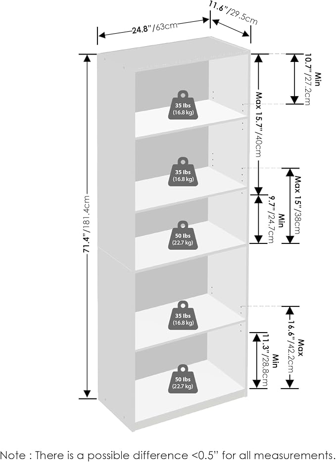 Furinno GEHRY DVD Shelf, 5-Tier CD Rack, Media Shelf - Image 2