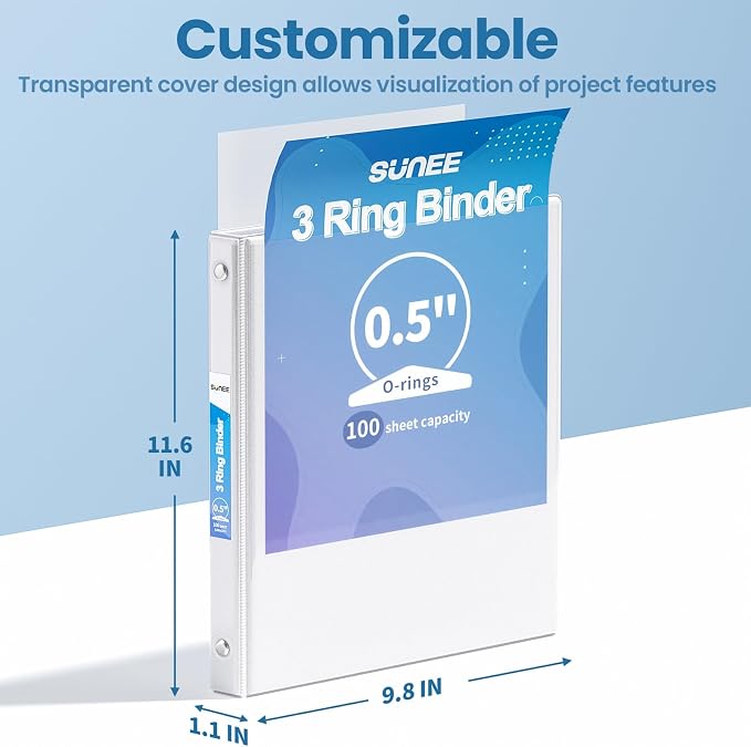 SUNEE White Binders 1/2 Inch 36 Pack Bulk - Image 7