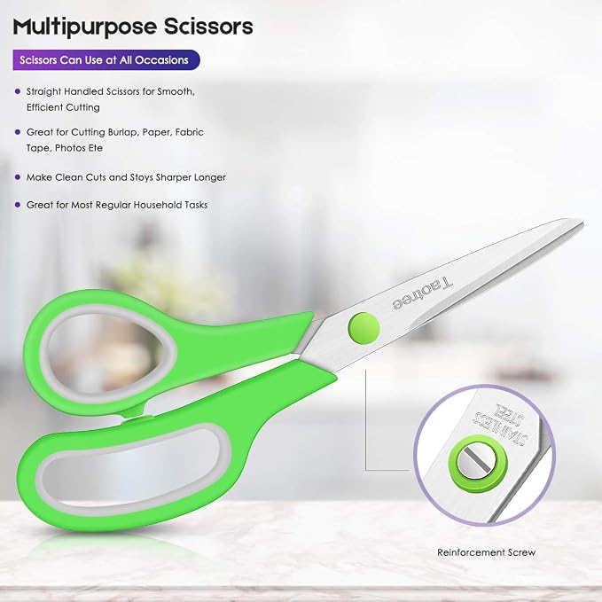 Scissors for Office, Taotree 8" Scissors All Purpose Bulk of 5-Pack, Middle - Image 4