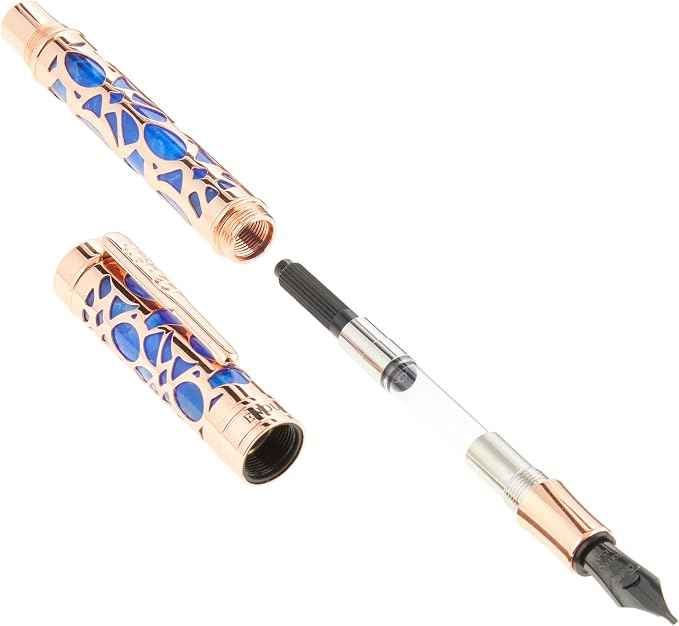 Conklin Endura Deco Crest Fountain Pen in Blue, Stub Nib, Premium Writing
