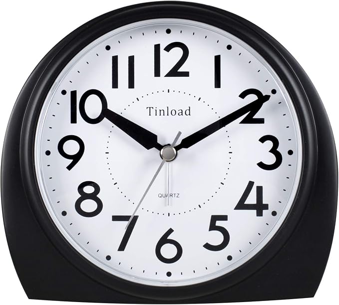 Tinload 5.5" Large Analog Alarm Clock Silent Non Ticking, Gentle Wake, Beep by Tinload