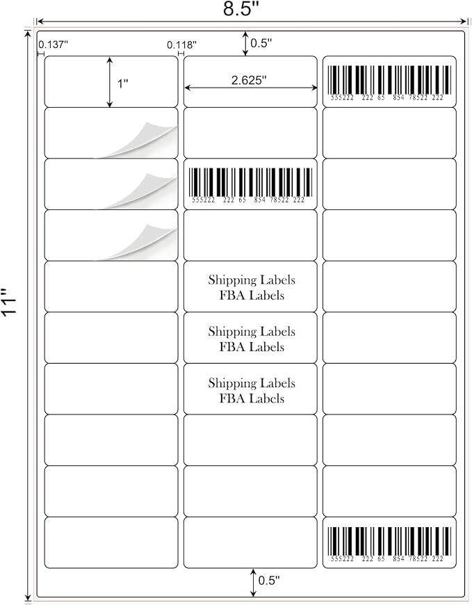 1" x 2-5/8" Address Labels 1500 Labels Sticker Paper - Image 2