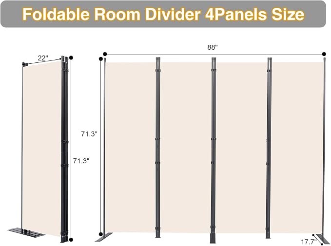 CHOSENM Room Divider, 4 Panel Folding Privacy Screens - Image 2
