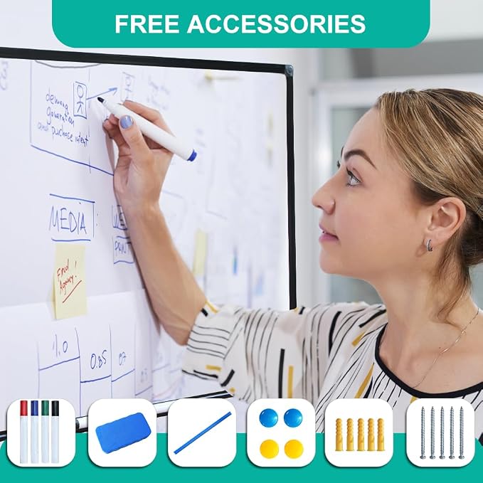 XIWODE 32x44 Inch Magnetic Dry Erase Whiteboard，Black Aluminum Frame - Image 3
