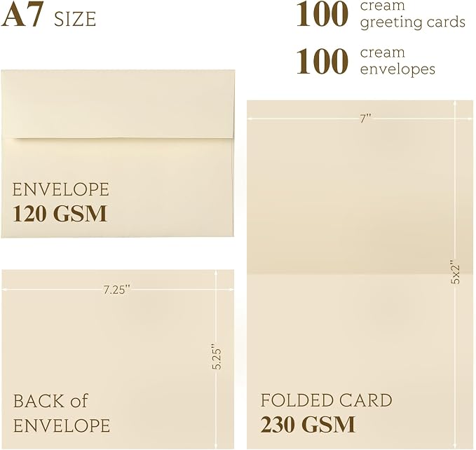Goefun Cream Blank Cards and Envelopes, 5x7 Folded Ivory Cardstock and A7 - Image 2