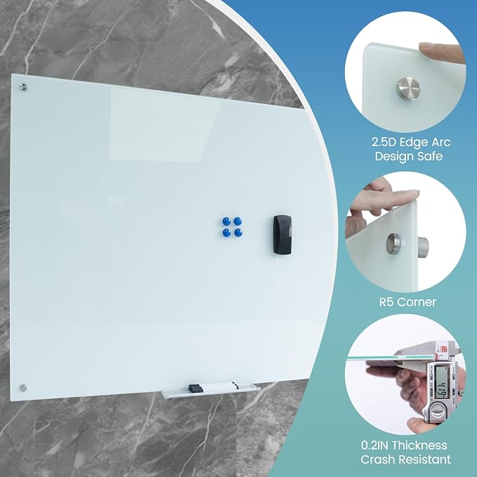Magnetic Glass Whiteboard 36"X72" Dry Erase Board White Board Wall Mounted - Image 6