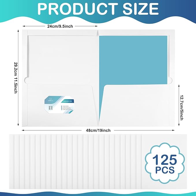 Yeaqee 125 Pack 2 Pockets Glossy Laminated Paper Folder First Day of School - Image 2