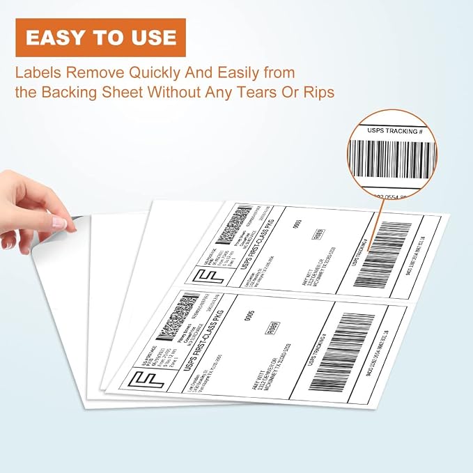 BESTEASY 1000 Half Sheet Self Adhesive Shipping Labels, Laser/Ink Jet White - Image 3