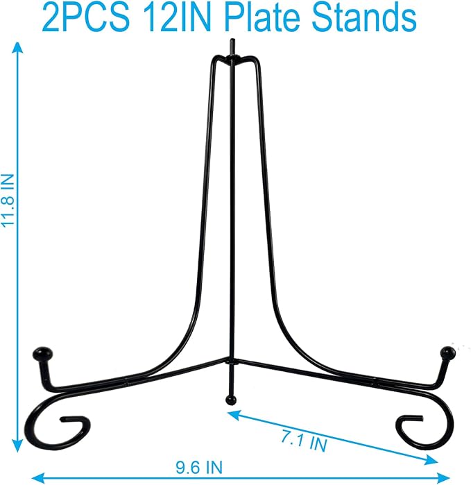 HENABLE 2PCS Premium Black Iron Plate Stands - Image 2