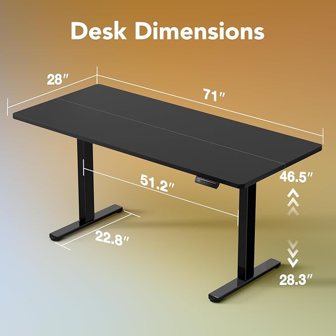 HUANUO 71 x 30 inch Electric Standing Desk Adjustable Height, 4 Memory Height - Image 3