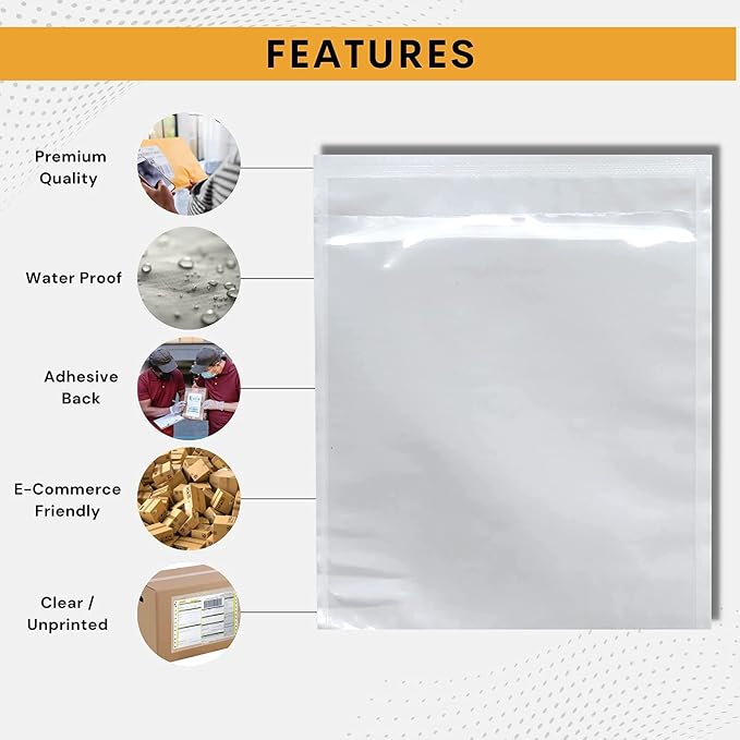 100 Pack 6"x9" Shipping Label Sleeves – Clear Self-Adhesive Packing Slip Pouches - Image 5