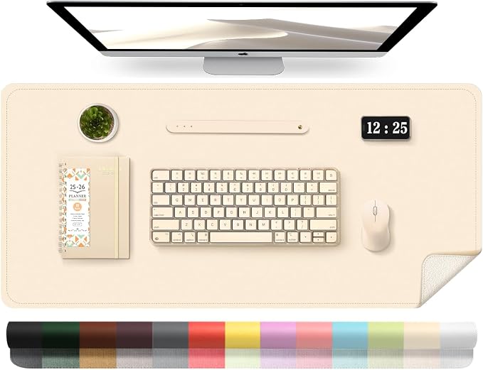 Leather Desk Pad Protector, 39.4'' X 17'' Large Mouse Pad, Office Desk Mat by BLESWIN