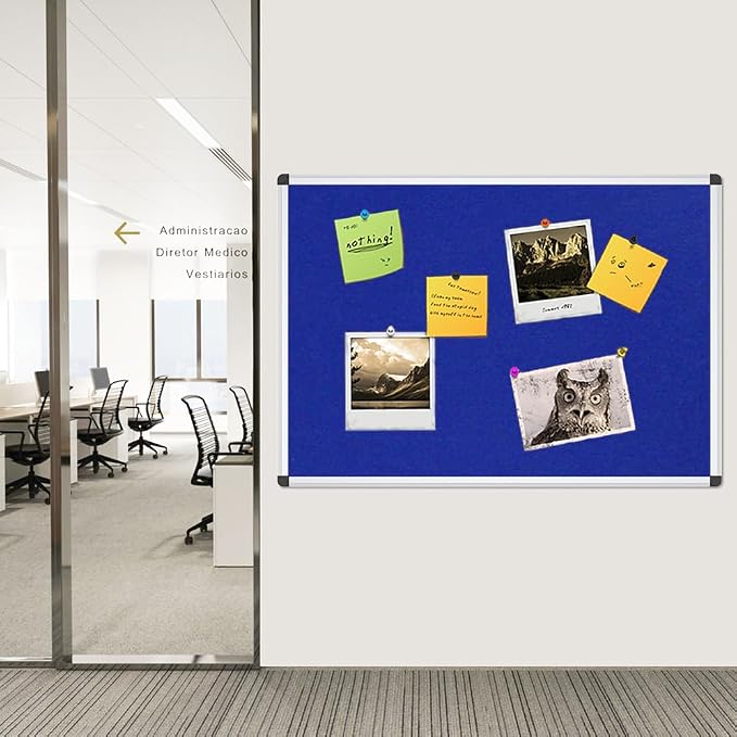 VIZ-PRO Notice Board Felt Blue, 48 X 24 Inches, 3 Pack - Image 7
