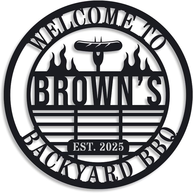 Personalized BBQ Grill Name Sign Custom Grill Sign Outdoor Kitchen Decor Grill by ENFODREAM