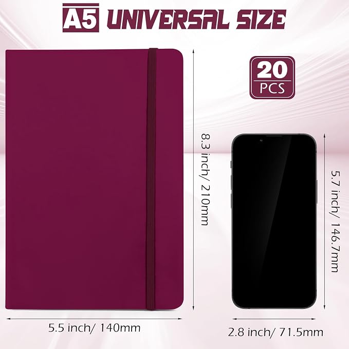 Honoson 20 Pack Lined Journal Notebooks A5 Hardcover Executive Notebook 5.5" x - Image 2
