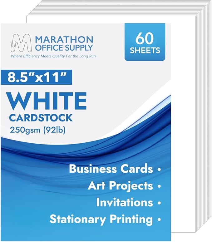 MOS White Cardstock Paper 8.5 x 11 Inch — Heavyweight Letter Size Card Stock by Marathon+Office+Supply