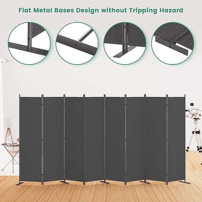Helios&Hestia 8-Panel 6 ft Tall Indoor Folding Room Divider, Portable Privacy - Image 4