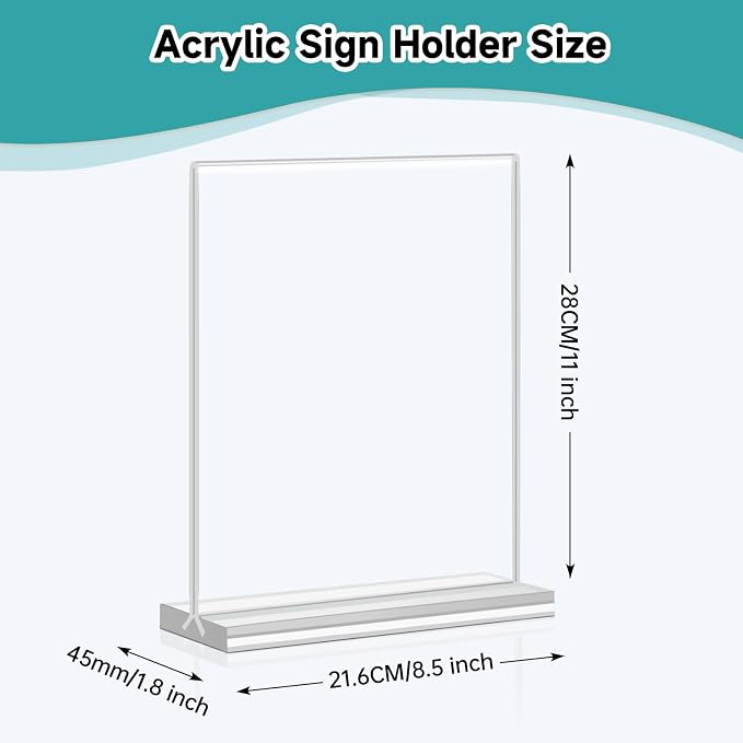Yeahjiae 3 Pack T-Shaped Acrylic Sign Holder 8.5 x 11, Double Sided Clear Stand - Image 2